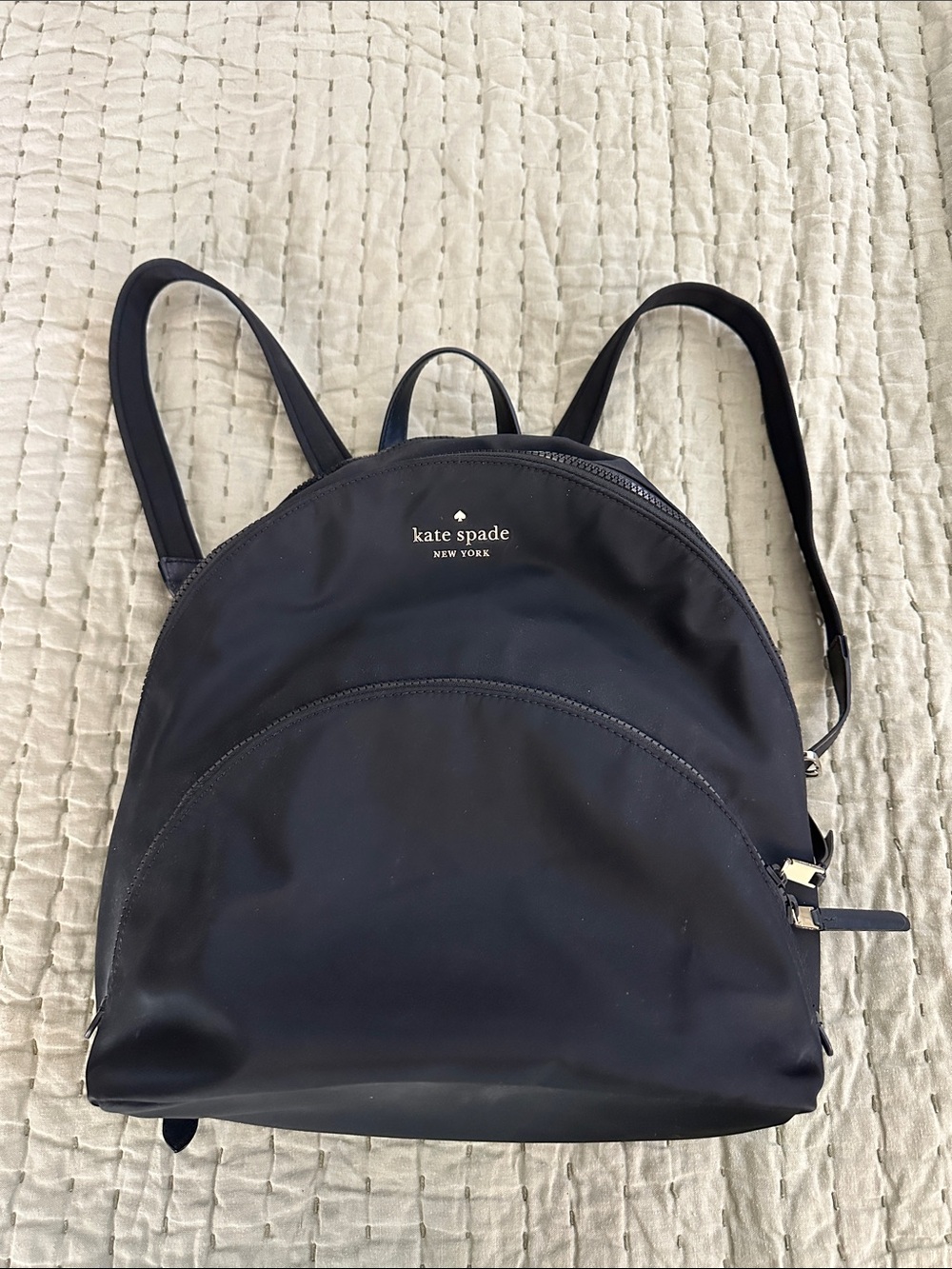 kate spade navy (black) nylon backpack with front zip pocket